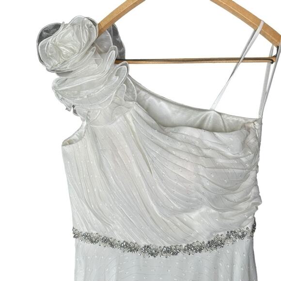 Mac Duggal White A Line Chiffon Long Dress 12 - Picture 3 of 13